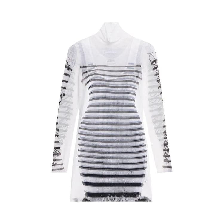 Jean Paul Gaultier Mesh Shorts Dress White/Navy/Black