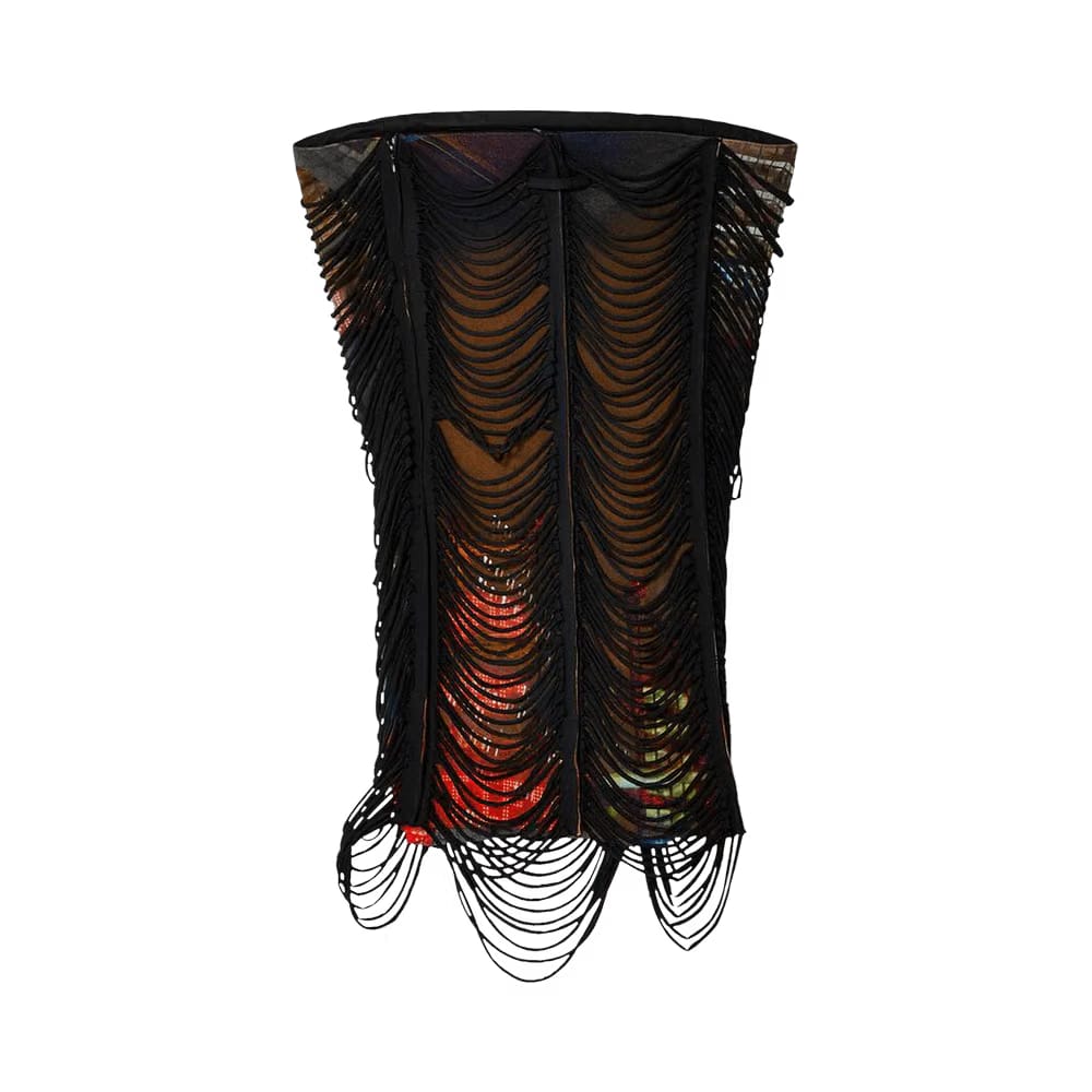 Jean Paul Gaultier Slashing 3D City Mini Dress Brown/Green/Blue/Red