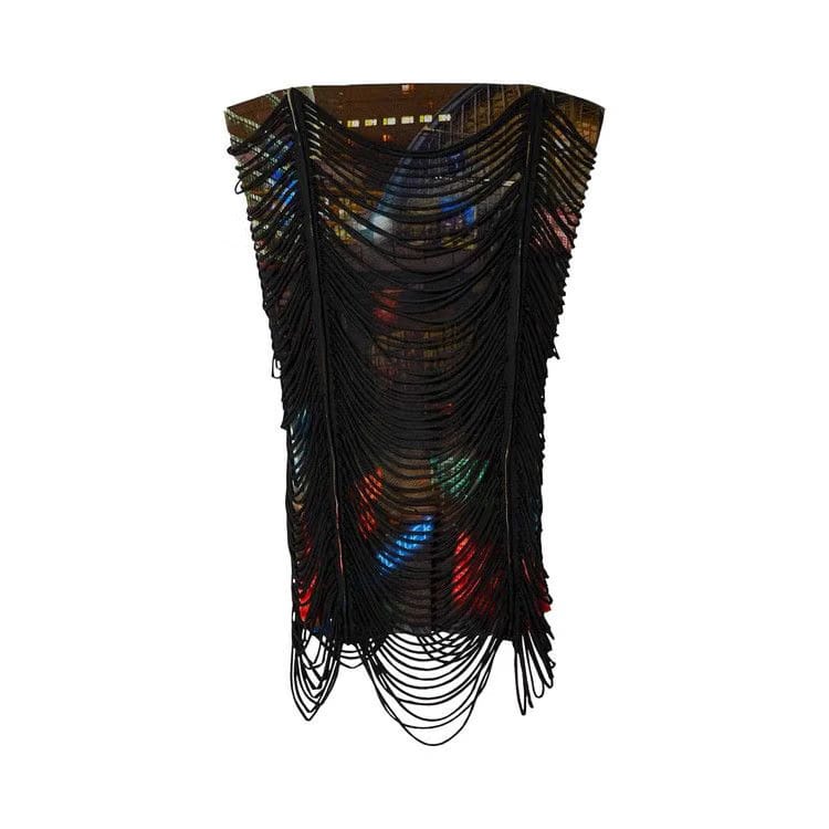 Jean Paul Gaultier Slashing 3D City Mini Dress Brown/Green/Blue/Red