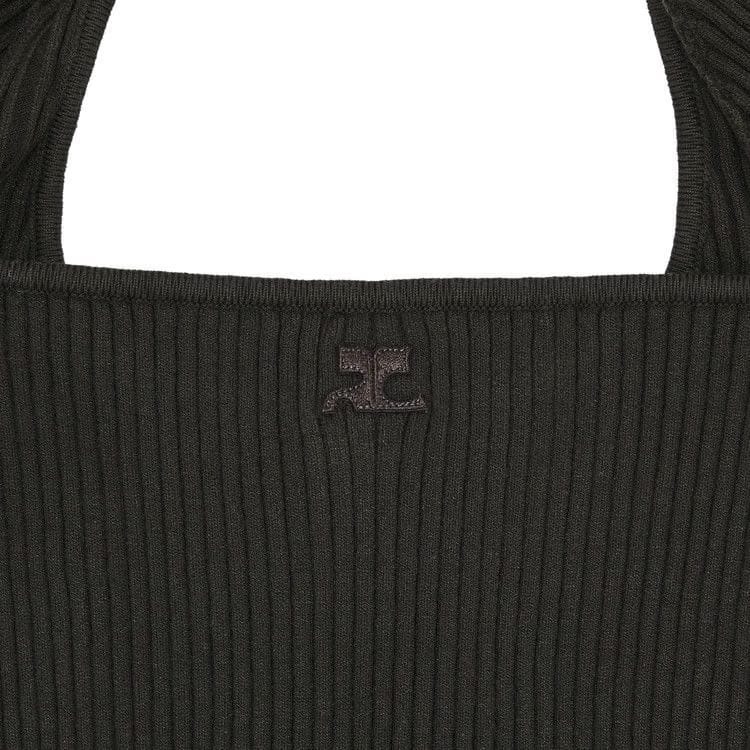 Courrèges Hyperbole Rib Knit Mini Dress Mud Brown
