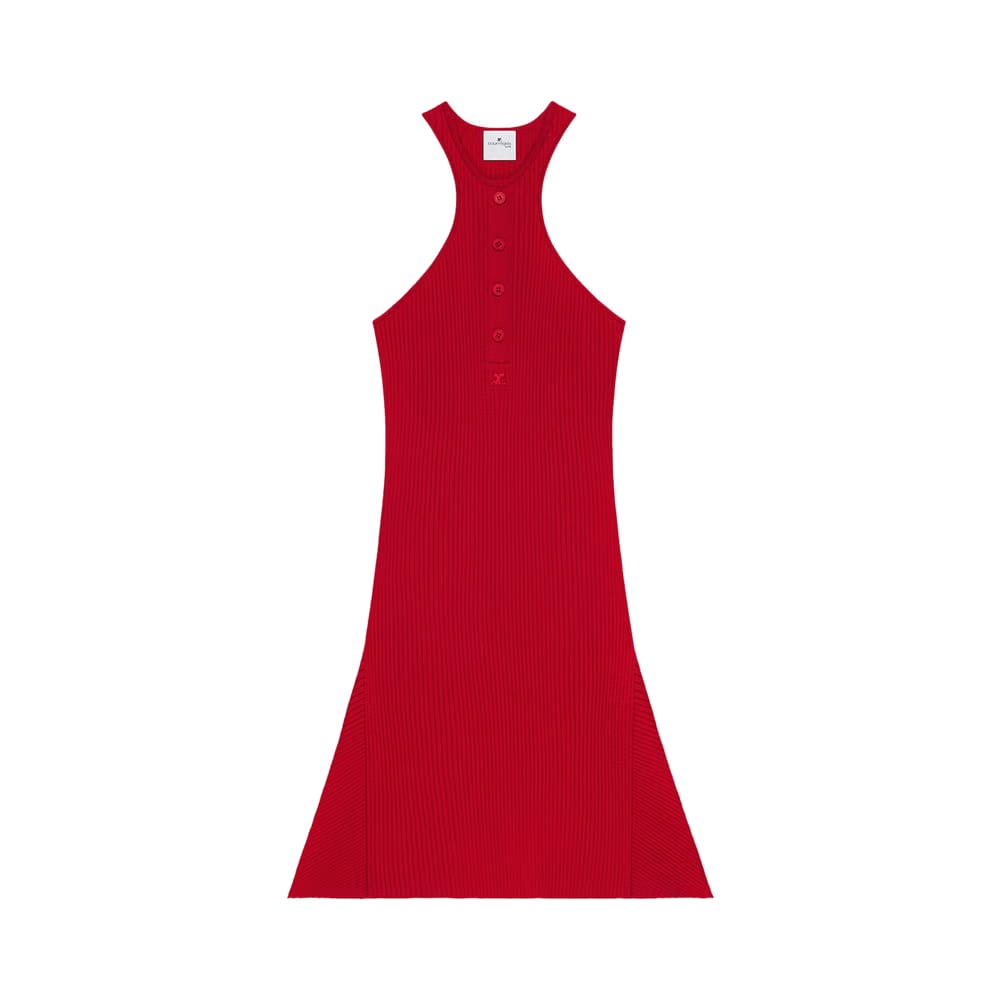 Courrèges Scuba Rib Knit Dress Ruby