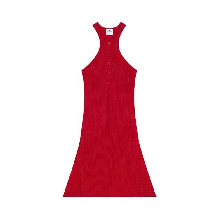 Courrèges Scuba Rib Knit Dress Ruby