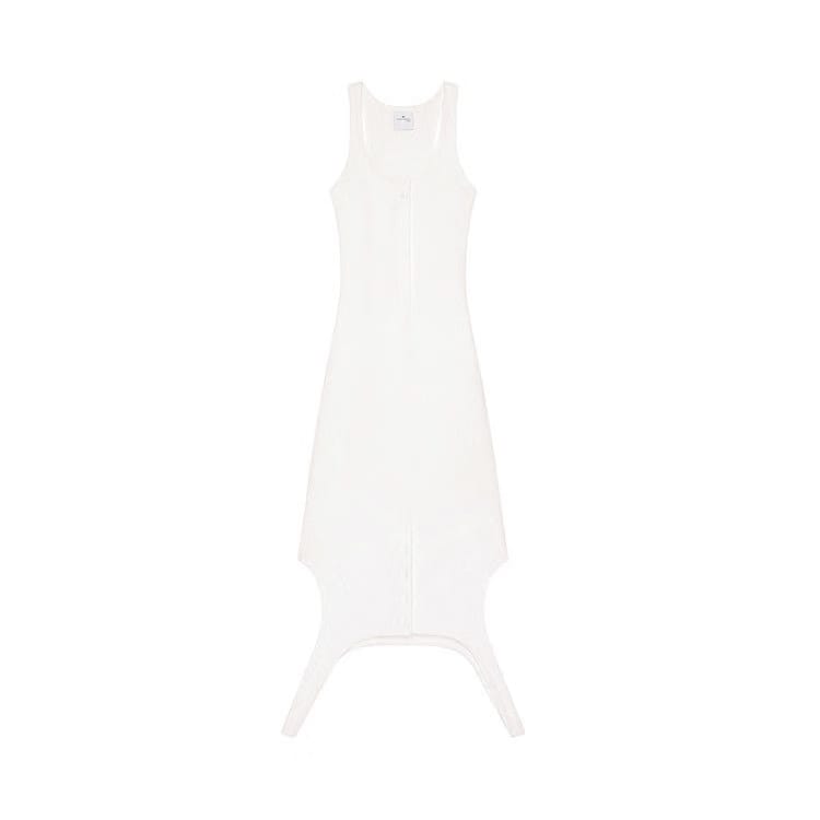 Courrèges Reversed Rib Knit Long Dress Heritage White