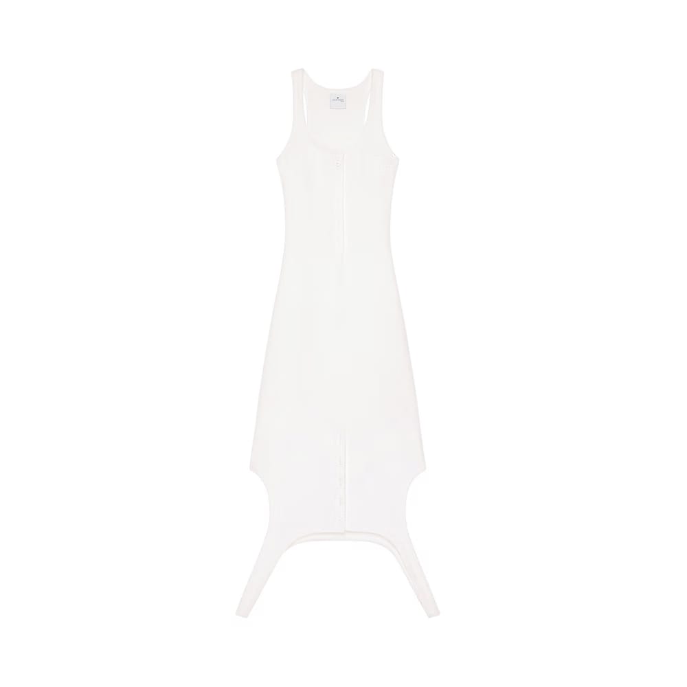 Courrèges Reversed Rib Knit Long Dress Heritage White