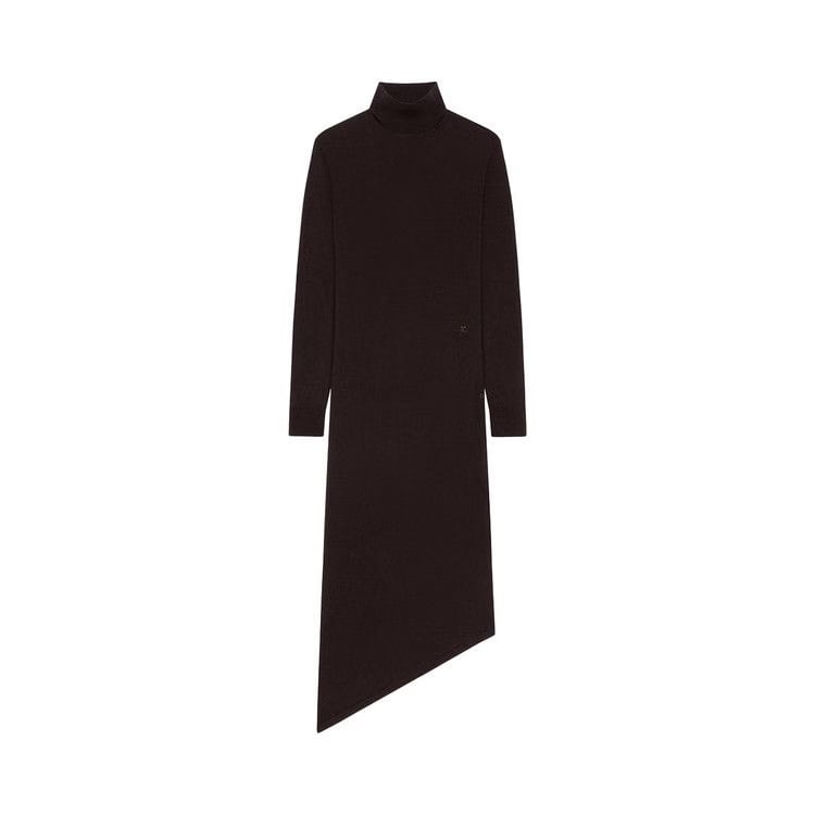Courrèges One Shoulder Wool Long Dress Chocolate