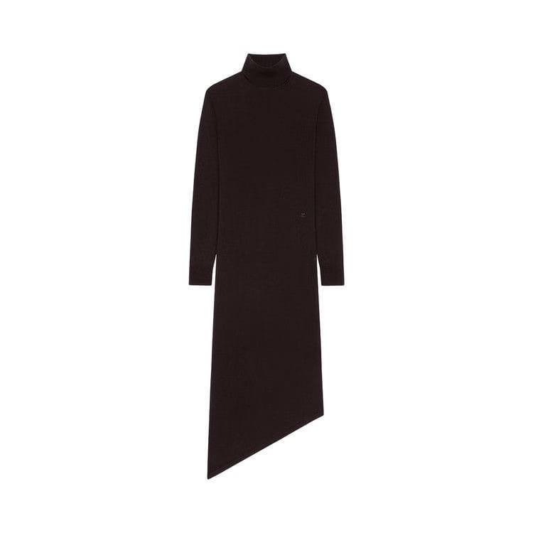 Courrèges One Shoulder Wool Long Dress Chocolate