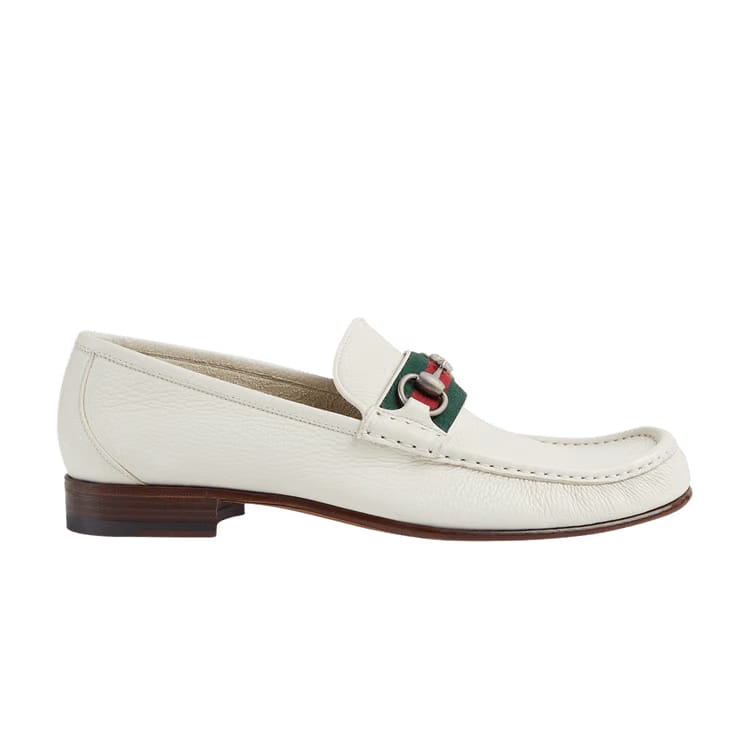 Gucci Web Stripe Horsebit Loafer White