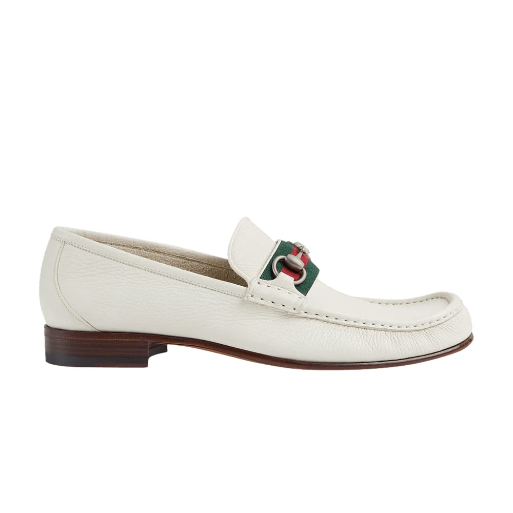 Gucci Web Stripe Horsebit Loafer White