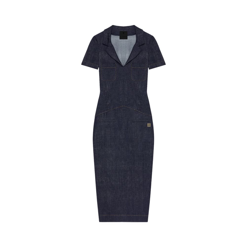 Givenchy Denim Pockets Midi Dress Medium Blue