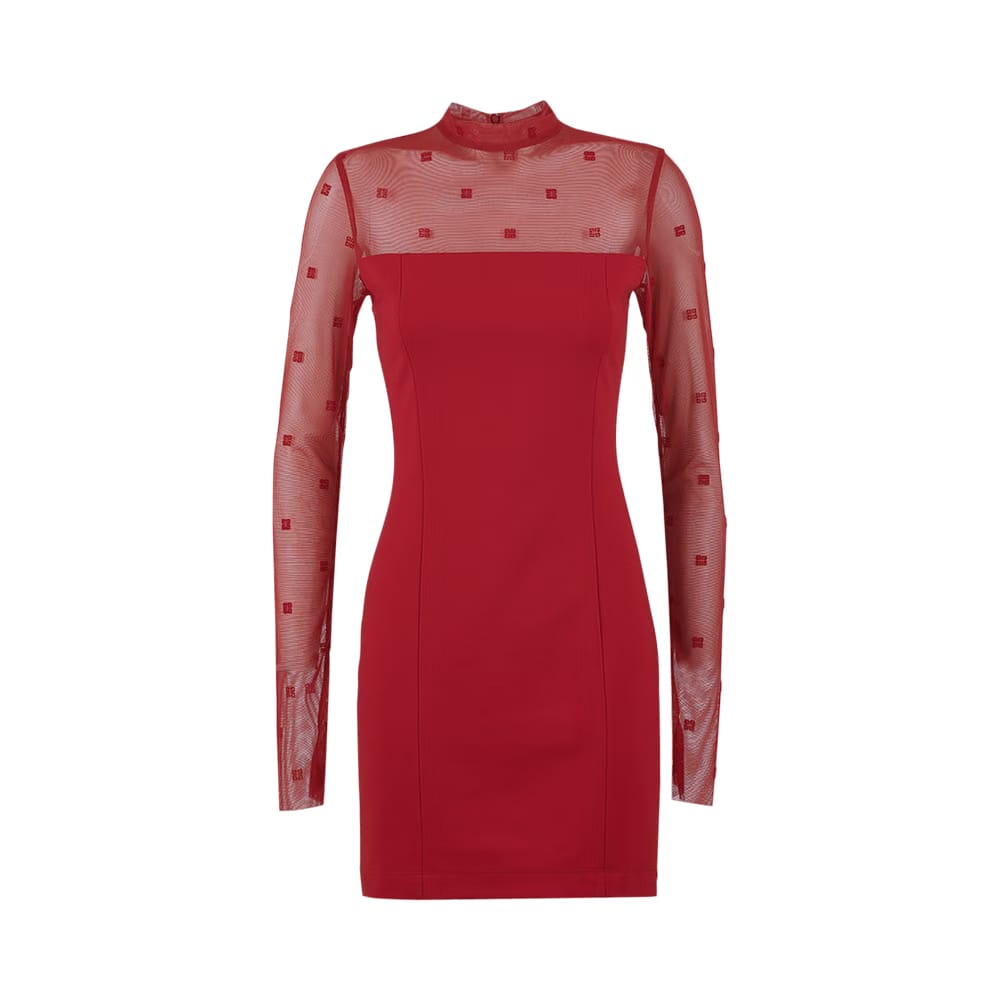 Givenchy Mock Neck Midi Tubino Dress Vermillion