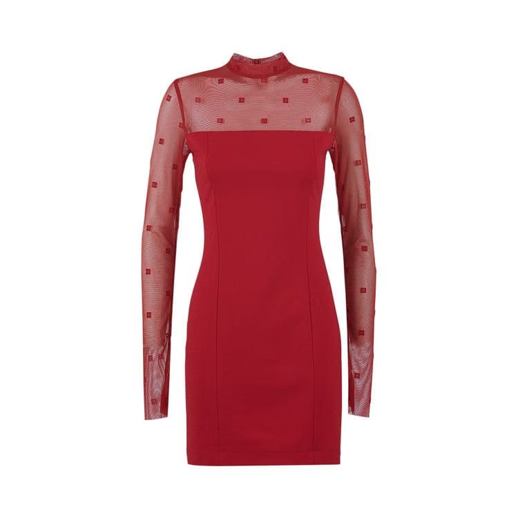 Givenchy Mock Neck Midi Tubino Dress Vermillion