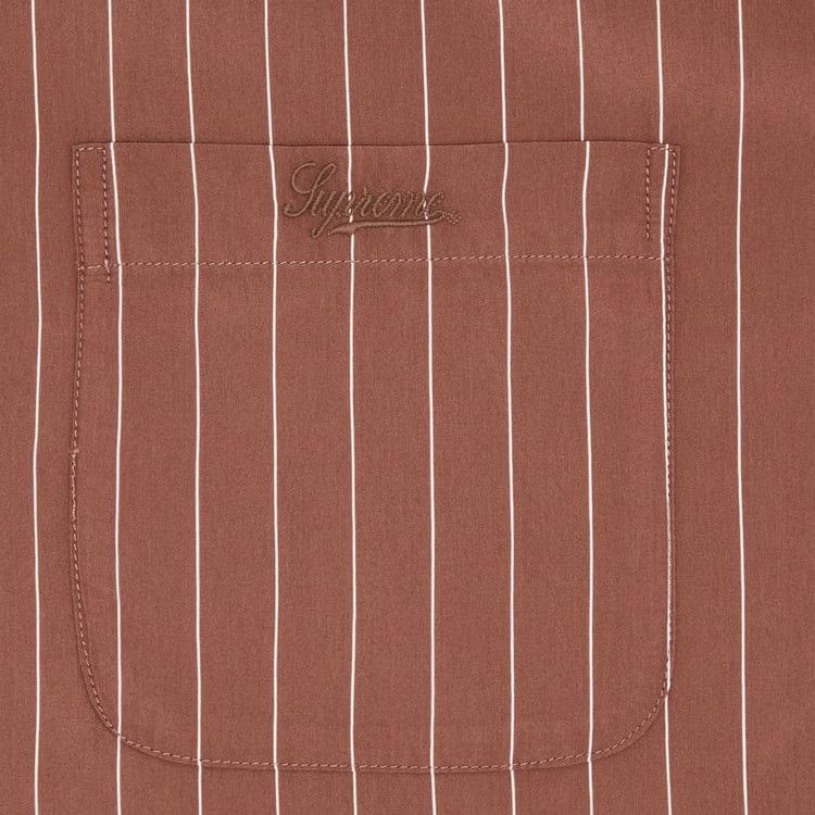 Supreme Stripe Shorts-Sleeve Pajama Shirt Brown