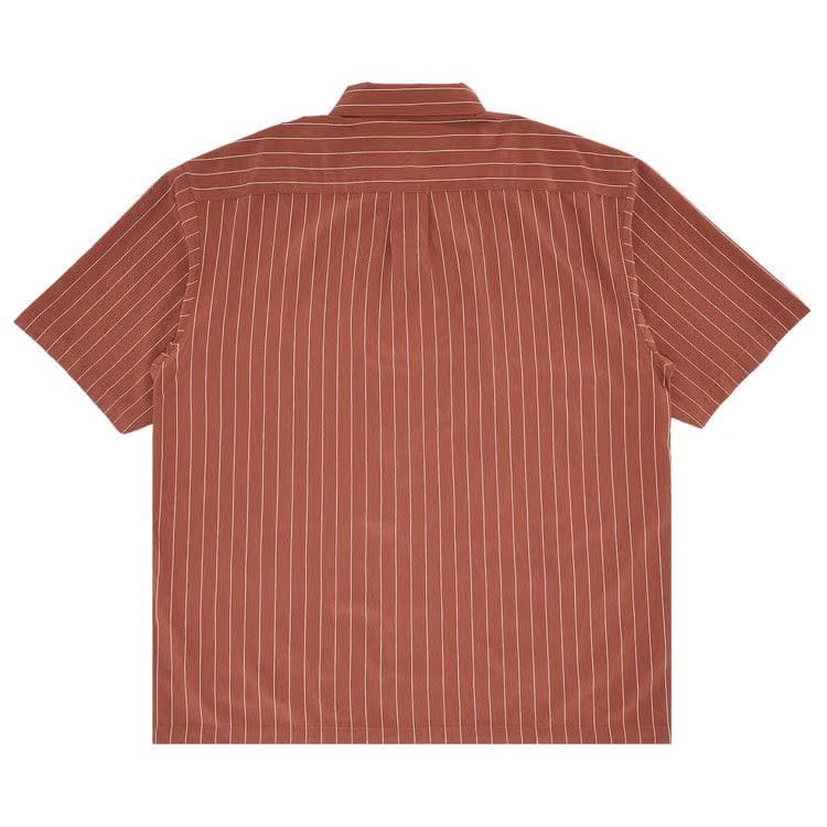 Supreme Stripe Shorts-Sleeve Pajama Shirt Brown