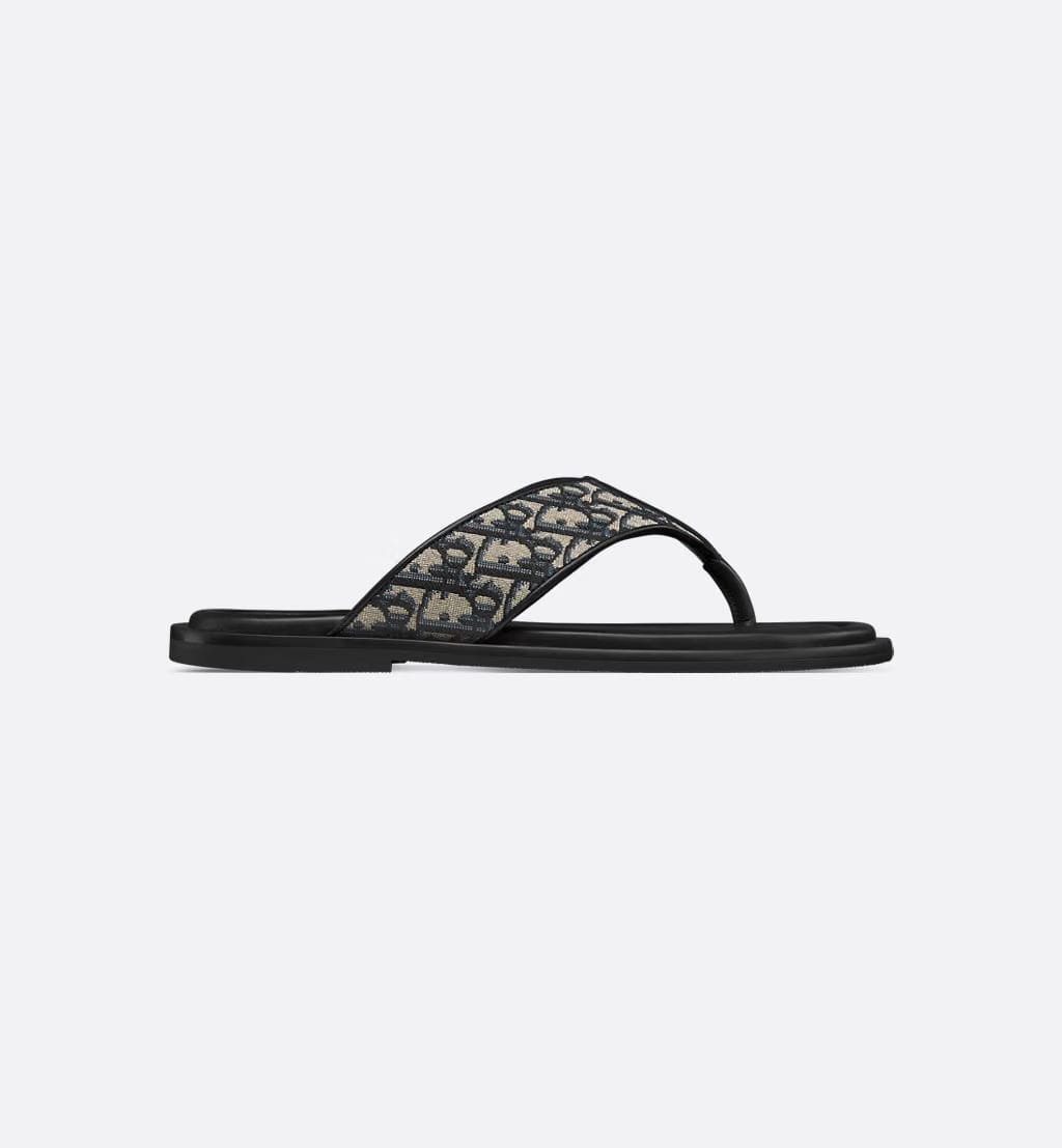 Dior Alias Thong Sandal Beige and Black Dior Oblique Jacquard