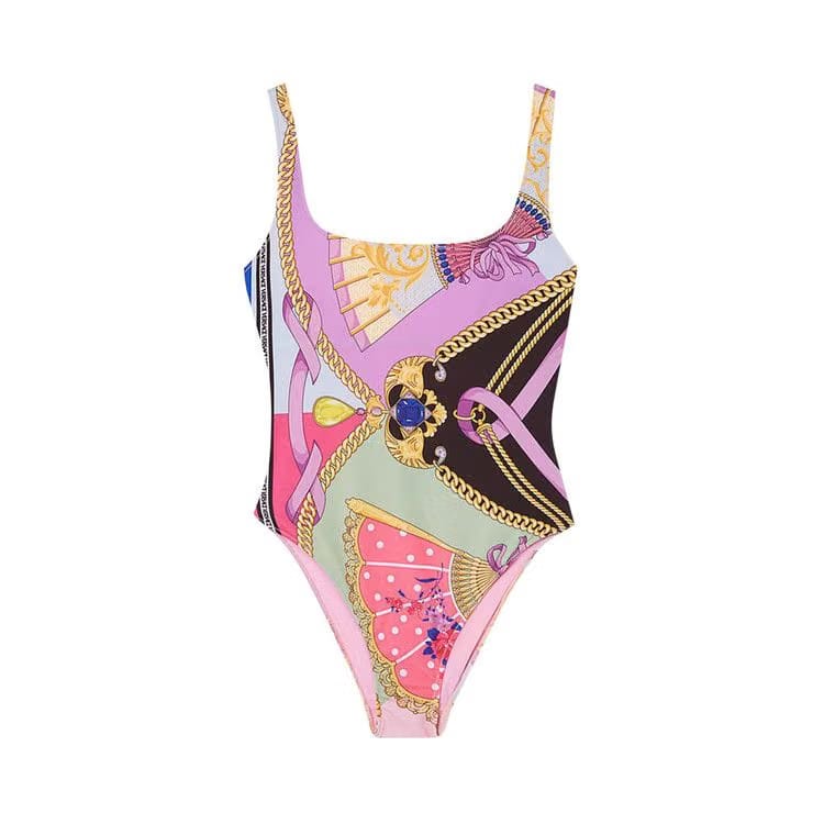 Versace La Greca Rainbow One Piece Swimsuit Multicolor