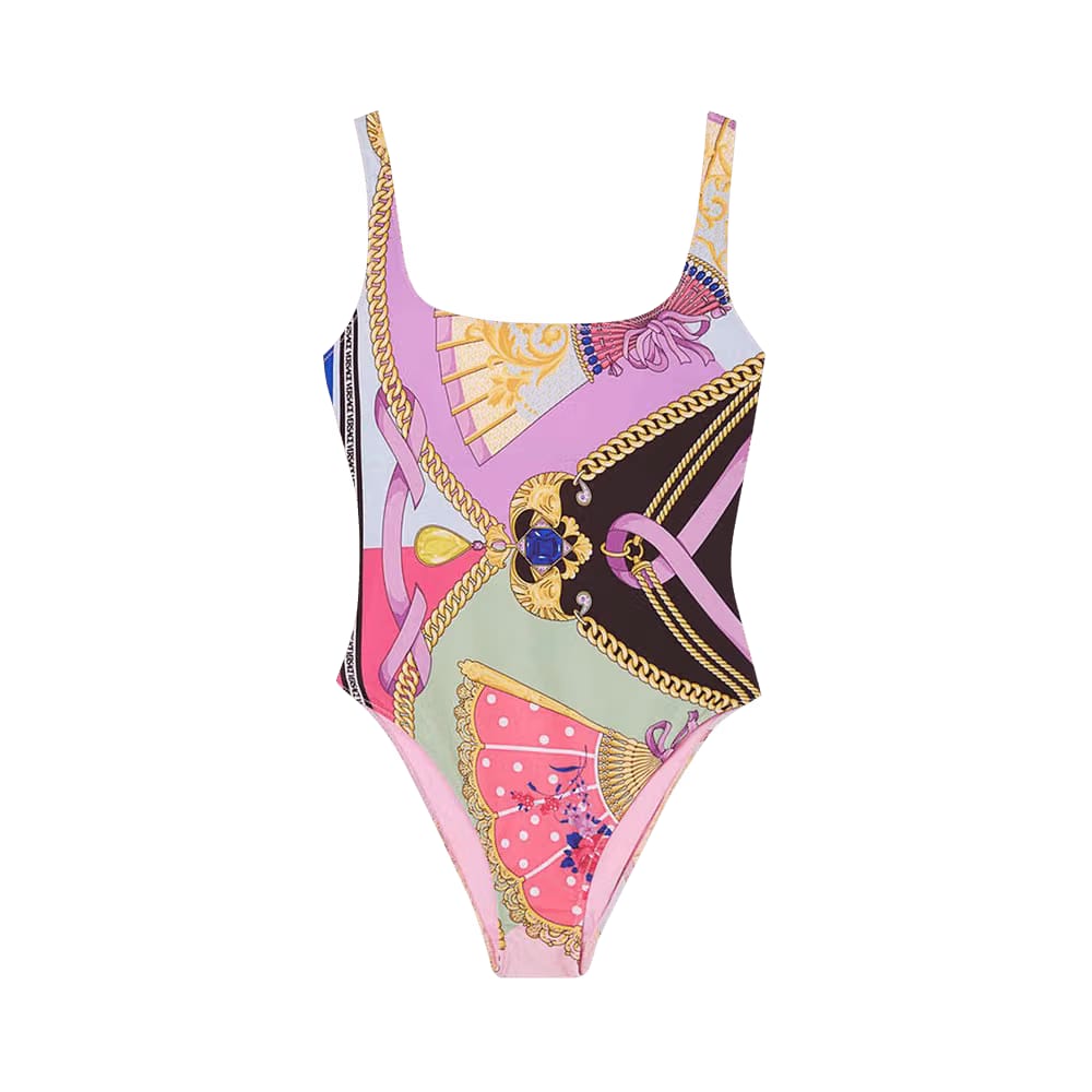Versace La Greca Rainbow One Piece Swimsuit Multicolor