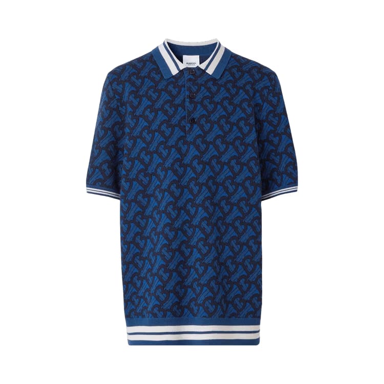 Burberry Monogram Jacquard Polo Shirt Royal Blue