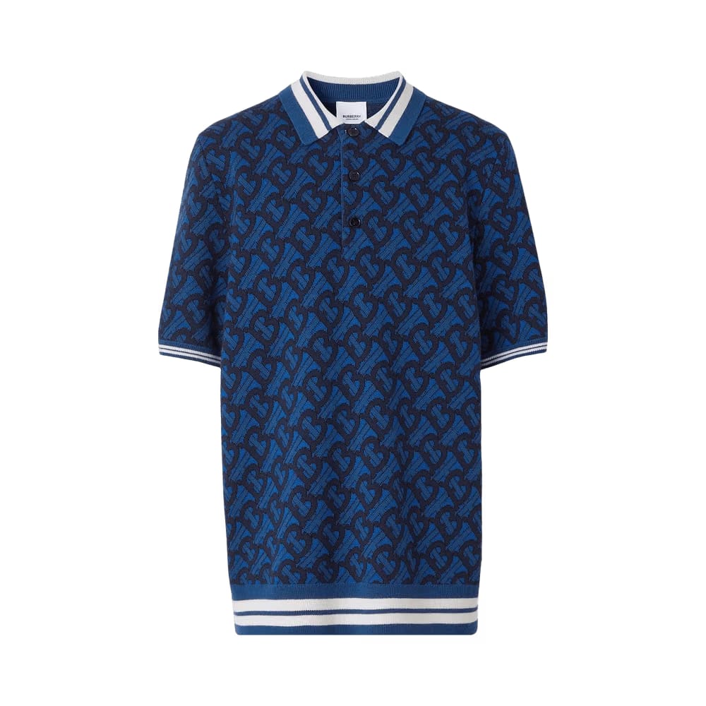 Burberry Monogram Jacquard Polo Shirt Royal Blue