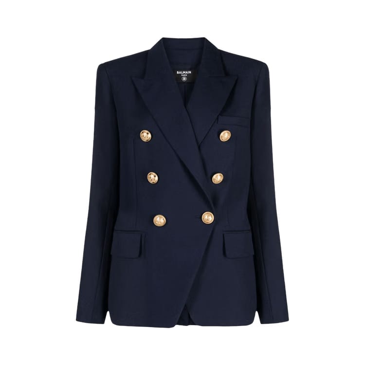 Balmain 6 Lion Button Wool Jacket Navy