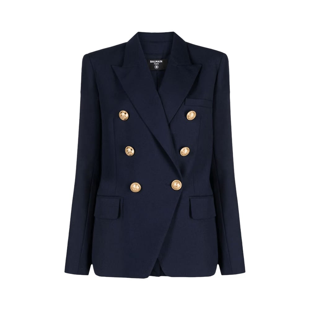 Balmain 6 Lion Button Wool Jacket Navy