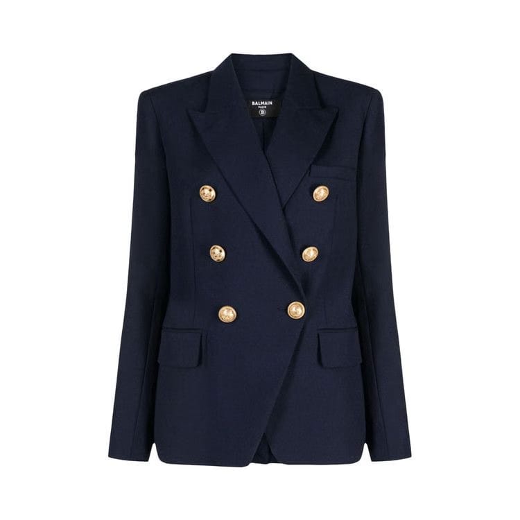 Balmain 6 Lion Button Wool Jacket Navy