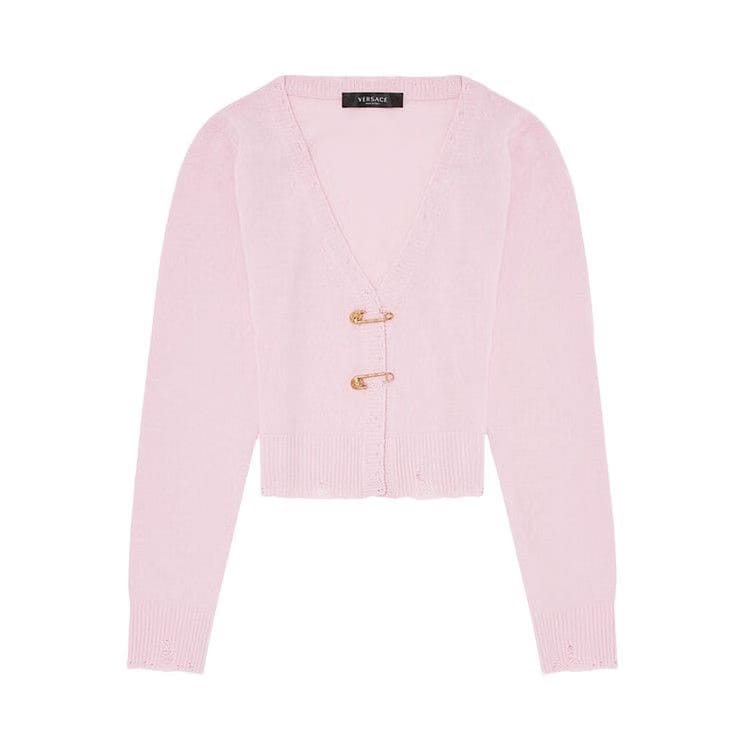 Versace Safety Pin Cashmere Cardigan Pink