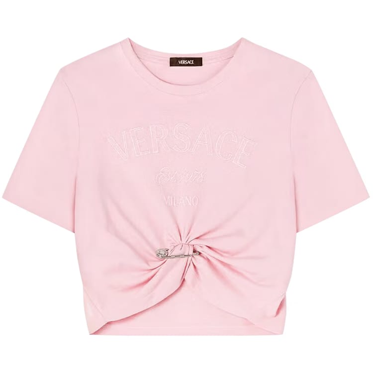 Versace Milano Stamp Crop T-Shirt Pale Pink