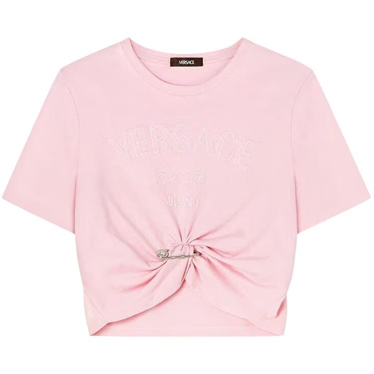 Versace Milano Stamp Crop T-Shirt Pale Pink