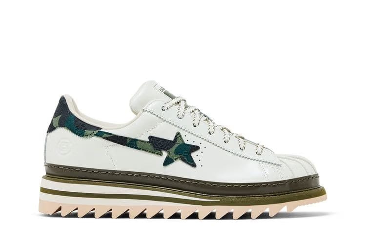 CLOT x BAPE x adidas Superstar Off White Olive Cargo