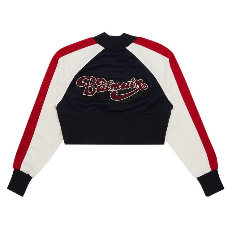 Balmain Raglan 70s Shorts Sweater Bleu Marine Foncé/Rouge Foncé