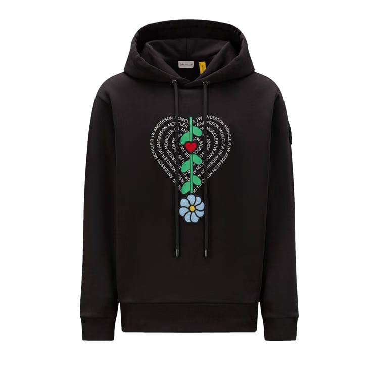 Moncler Genius x JW Anderson Logo Patch Drawstring Hoodie Black