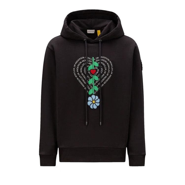 Moncler Genius x JW Anderson Logo Patch Drawstring Hoodie Black