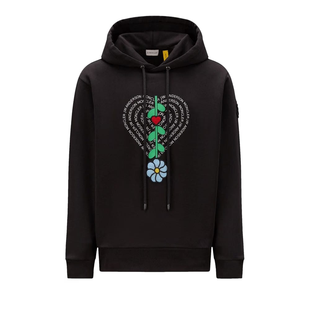 Moncler Genius x JW Anderson Logo Patch Drawstring Hoodie Black