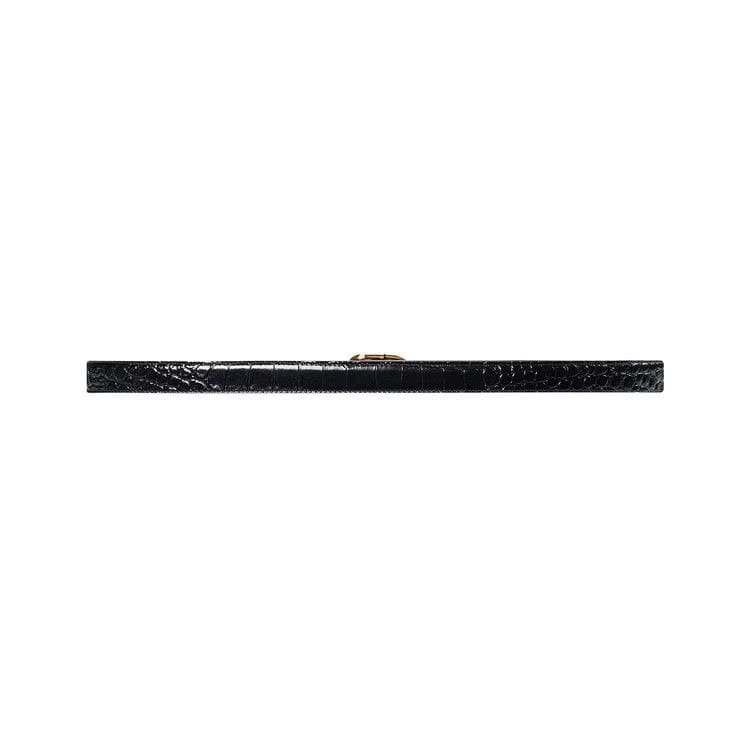 Balenciaga BB Embossed Croc Thin Belt Black