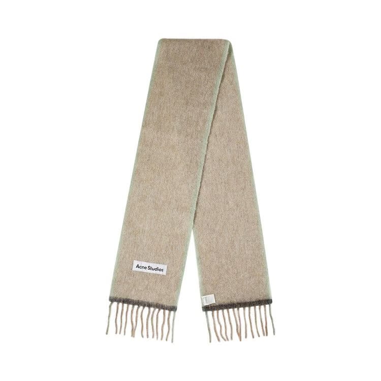 Acne Studios Logo Fringe Scarf Beige/Grey