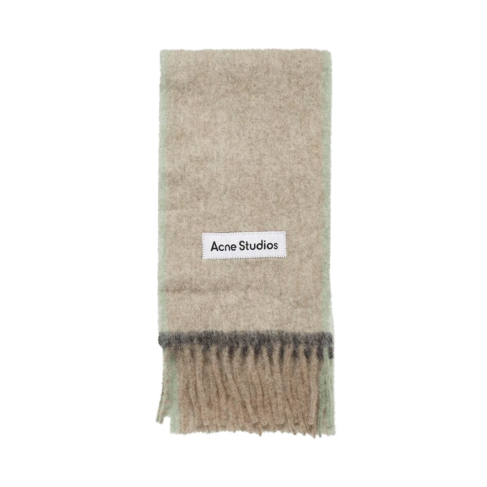 Acne Studios Logo Fringe Scarf Beige/Grey