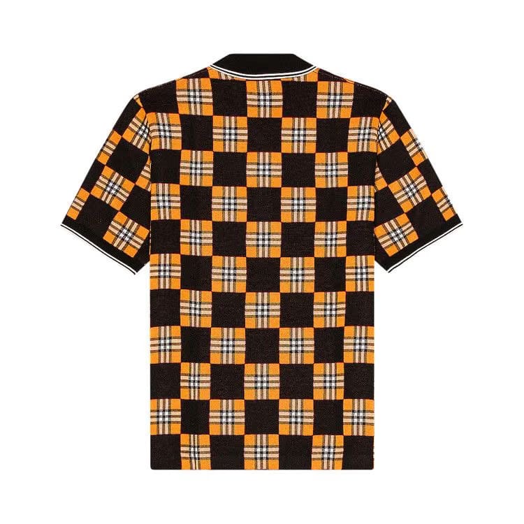 Burberry Blakeford Chequer Jacquard Wool Blend Polo Bright Orange