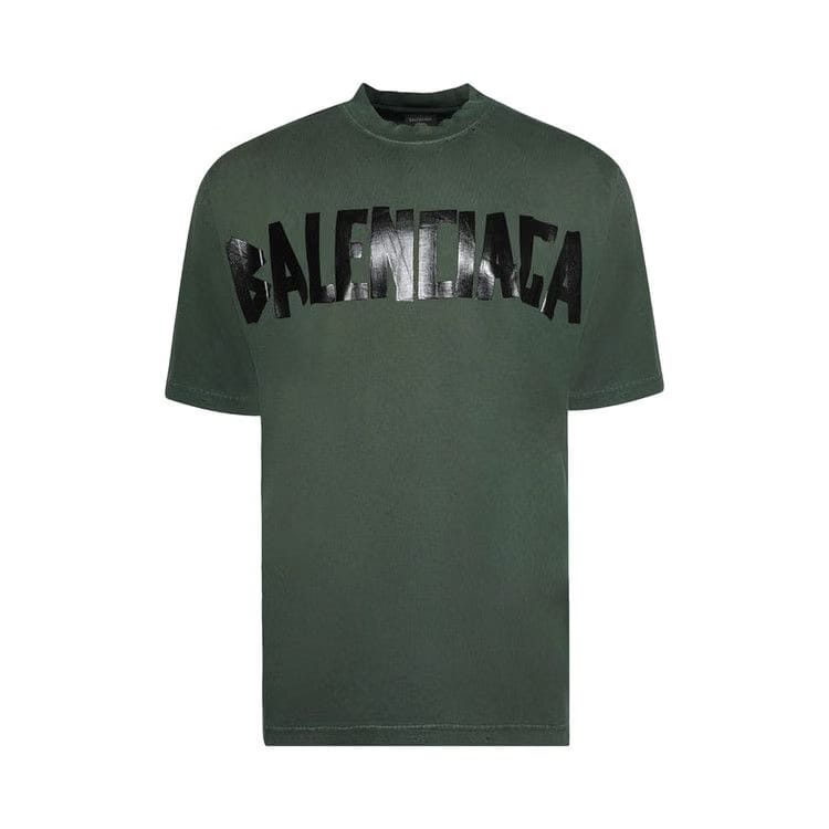 Balenciaga Tape Logo T-Shirt Dark Green