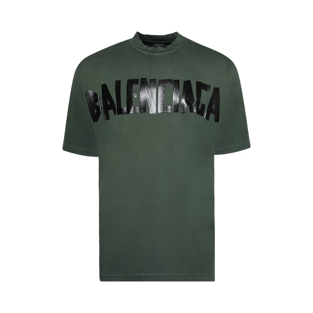 Balenciaga Tape Logo T-Shirt Dark Green