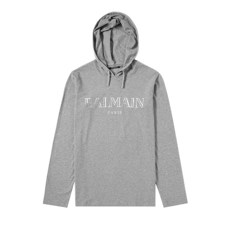 Balmain Logo Hoodie Grey