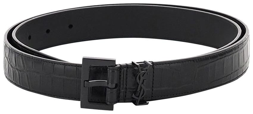 Saint Laurent Grain Leather Belt Black