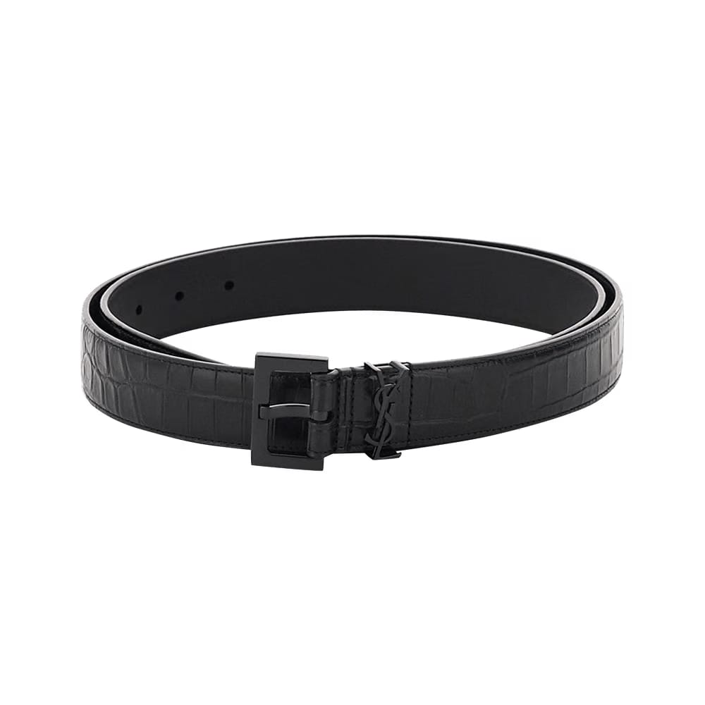 Saint Laurent Grain Leather Belt Black