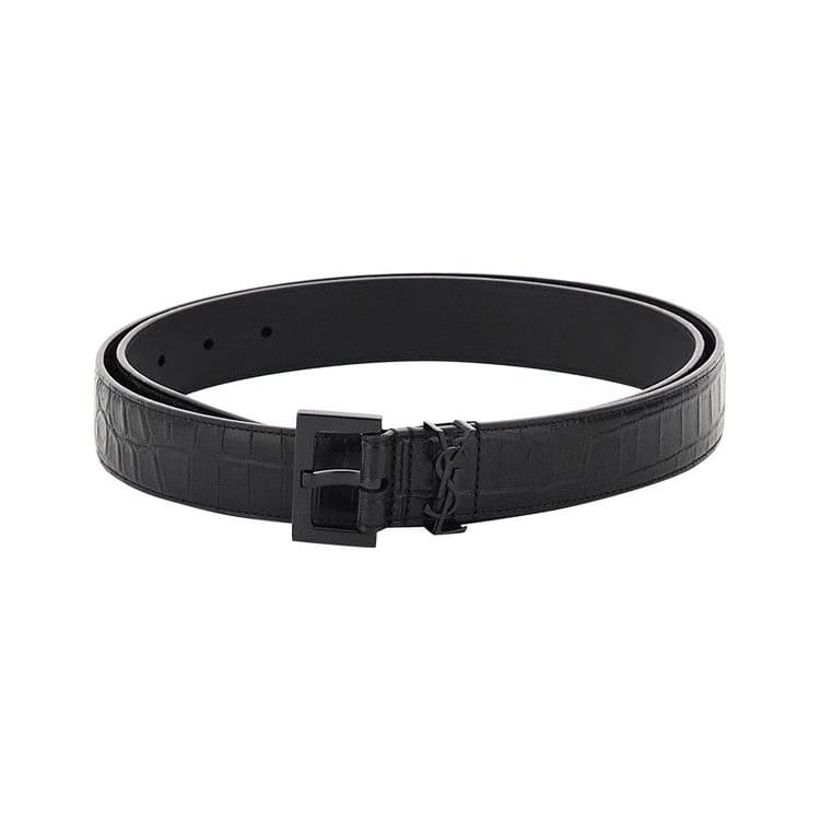 Saint Laurent Grain Leather Belt Black