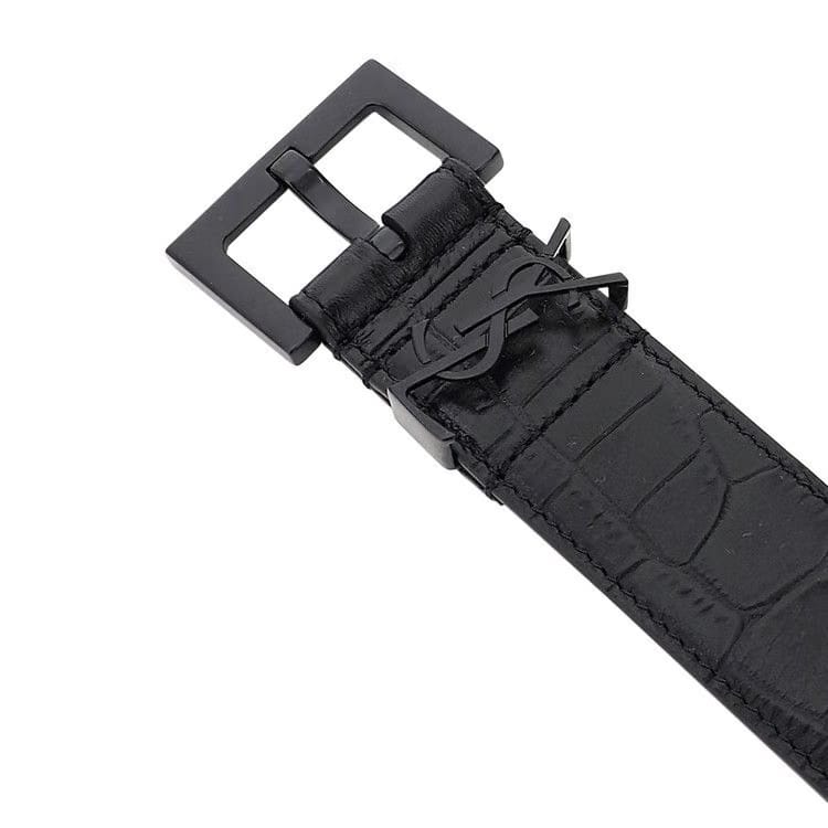 Saint Laurent Grain Leather Belt Black