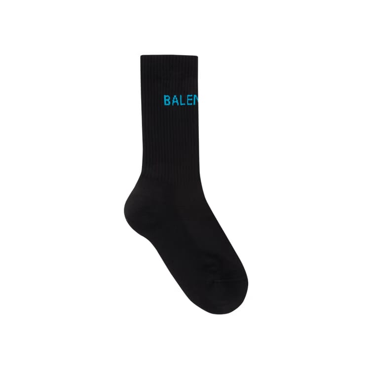 Balenciaga Logo Socks Black/SkyBlue