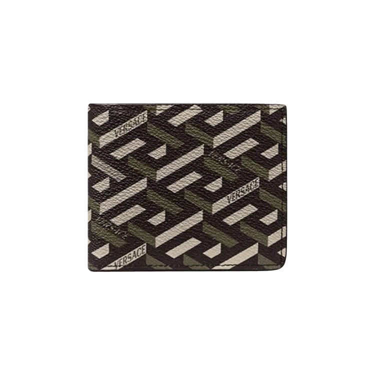 Versace La Greca Signature Bifold Wallet Black/Kakhi
