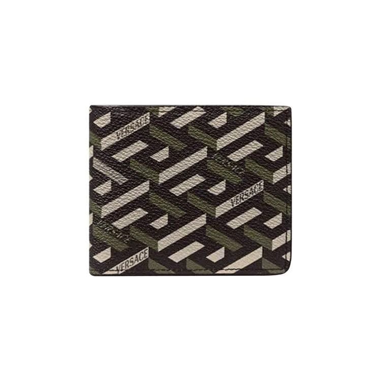 Versace La Greca Signature Bifold Wallet Black/Kakhi