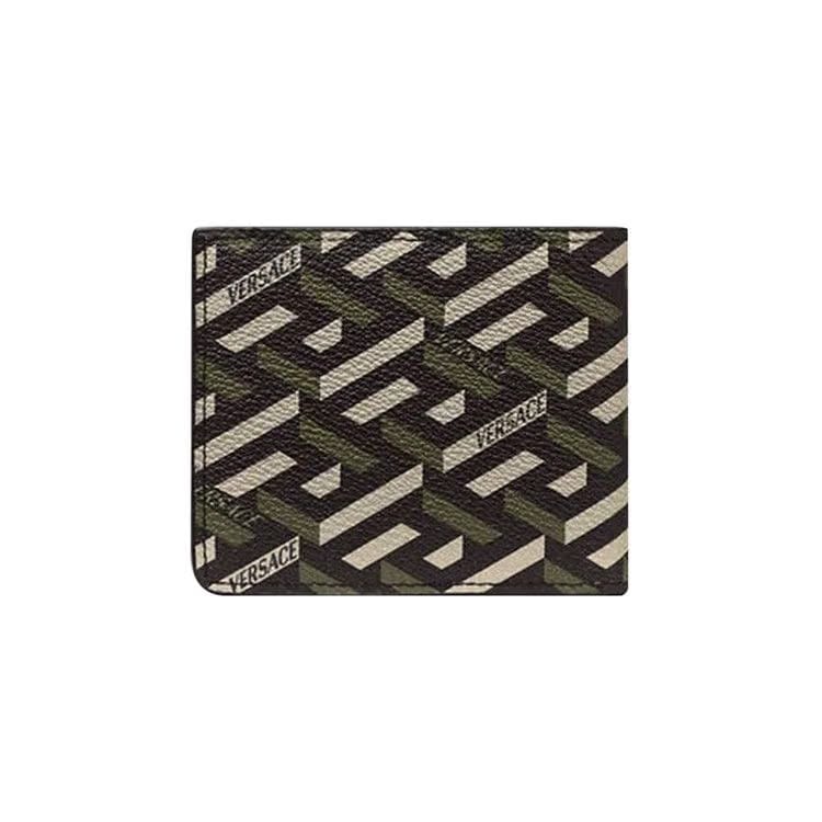 Versace La Greca Signature Bifold Wallet Black/Kakhi