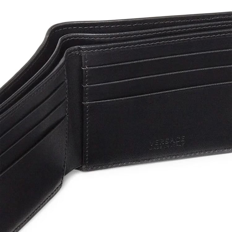 Versace La Greca Signature Bifold Wallet Black/Kakhi