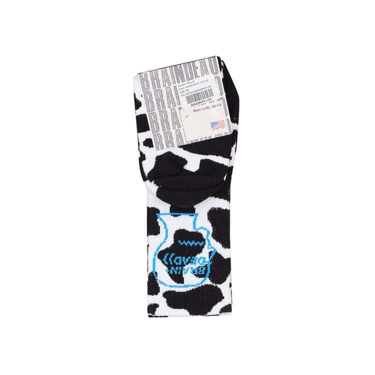Brain Dead Cowprint Socks Cow/Blue